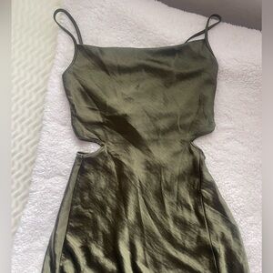 Green satin forever 21 midi dress